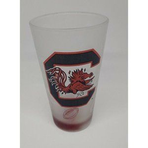 South Carolina Gamecocks 16oz. Pint Glass Forsted Glass Logo Football Embossed
